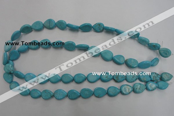 CWB722 15.5 inches 10*14mm flat teardrop howlite turquoise beads