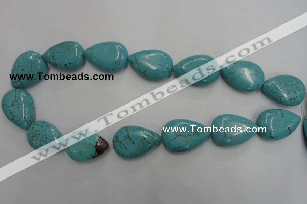 CWB728 15.5 inches 20*30mm flat teardrop howlite turquoise beads