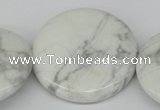 CWB78 15.5 inches 40mm flat round natural white howlite beads