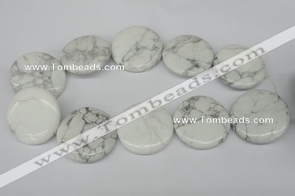 CWB78 15.5 inches 40mm flat round natural white howlite beads