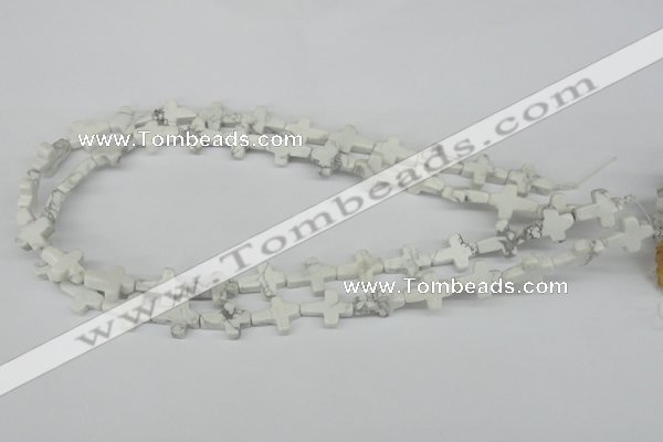 CWB88 15.5 inches 12*15mm cross natural white howlite beads