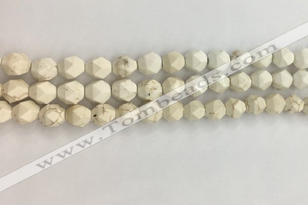 CWB885 15.5 inches 6mm faceted nuggets white howlite turquoise beads