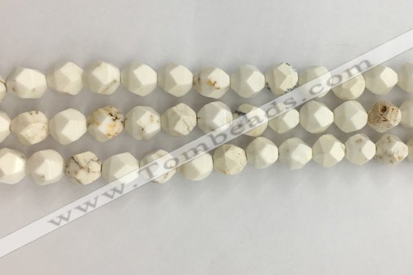 CWB886 15.5 inches 8mm faceted nuggets white howlite turquoise beads