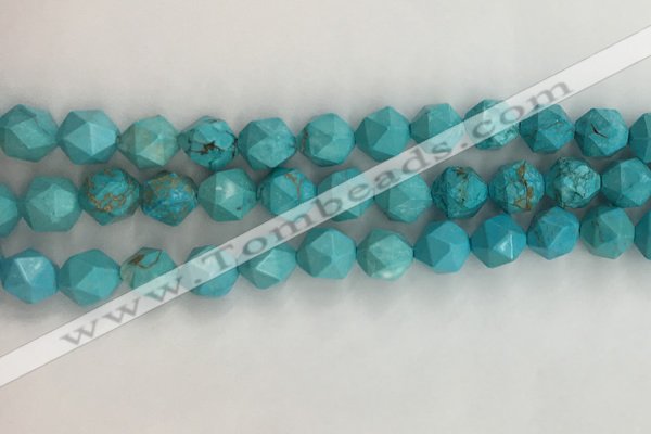 CWB891 15.5 inches 10mm faceted nuggets howlite turquoise beads