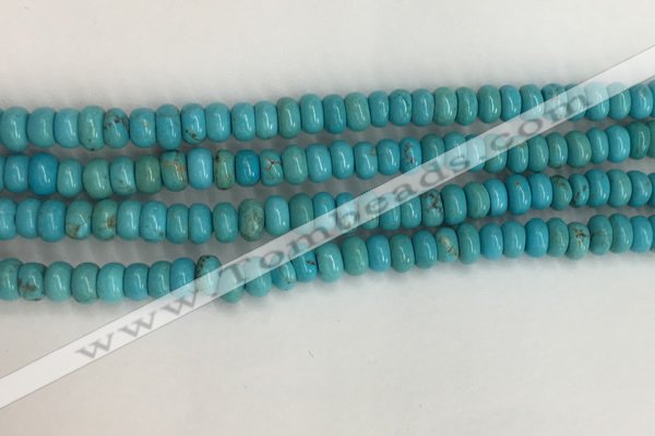 CWB895 15.5 inches 4*6mm rondelle howlite turquoise beads