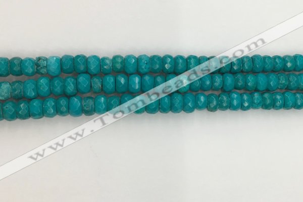 CWB903 15.5 inches 5*8mm faceted rondelle howlite turquoise beads