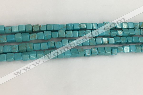 CWB909 15.5 inches 4*4mm cube howlite turquoise beads wholesale