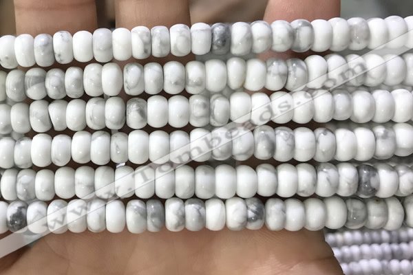 CWB918 15.5 inches 5*8mm rondelle white howlite turquoise beads