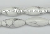 CWB92 15.5 inches 10*25mm rice natural white howlite beads