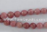 CWF01 15.5 inches 6mm faceted round pink wooden fossil jasper beads