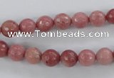 CWF02 15.5 inches 8mm faceted round pink wooden fossil jasper beads