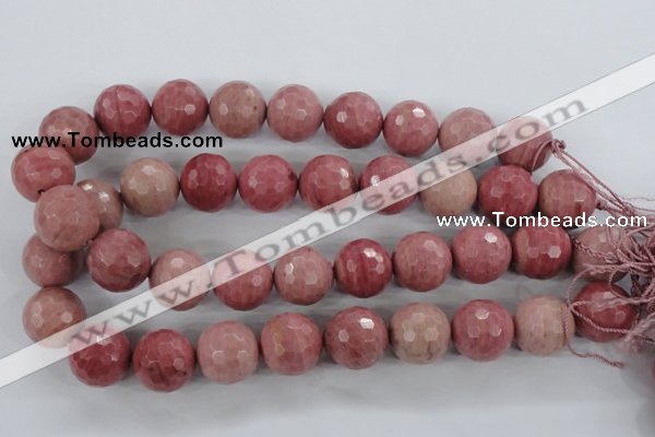 CWF06 15.5 inches 16mm faceted round pink wooden fossil jasper beads