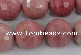 CWF08 15.5 inches 20mm faceted round pink wooden fossil jasper beads