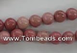 CWF12 15.5 inches 8mm round pink wooden fossil jasper beads wholesale