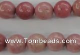 CWF14 15.5 inches 10mm round pink wooden fossil jasper beads