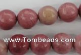 CWF16 15.5 inches 14mm round pink wooden fossil jasper beads wholesale