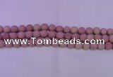 CWF21 15.5 inches 6mm round matte pink wooden fossil jasper beads