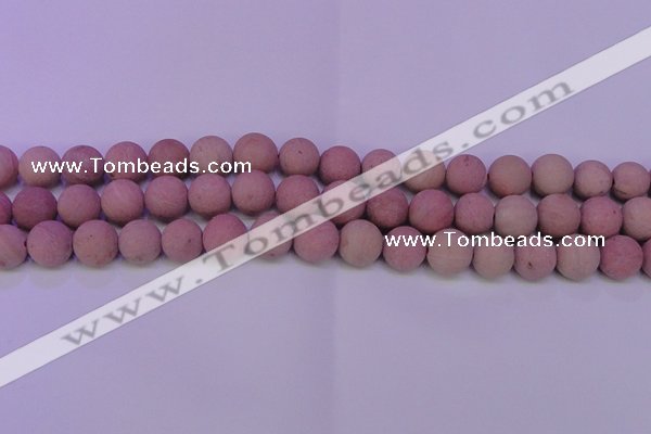 CWF21 15.5 inches 6mm round matte pink wooden fossil jasper beads