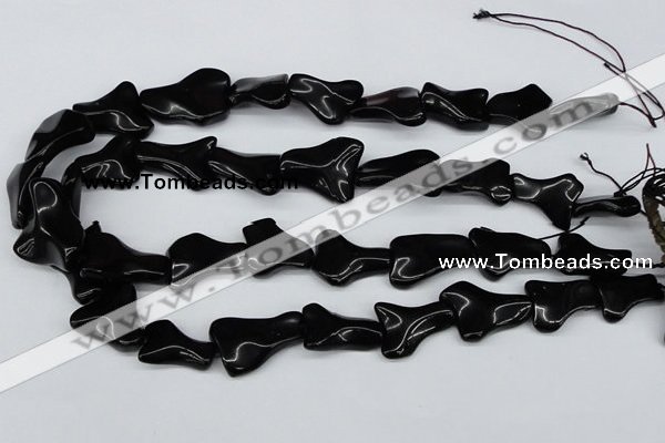 CWG01 15.5 inches 18*25mm wavy freeform black agate gemstone beads