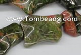 CWG05 15.5 inches 25*33mm wavy freeform unakite gemstone beads