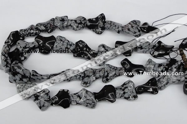 CWG06 15.5 inches 25*33mm wavy freeform snowflake obsidian beads