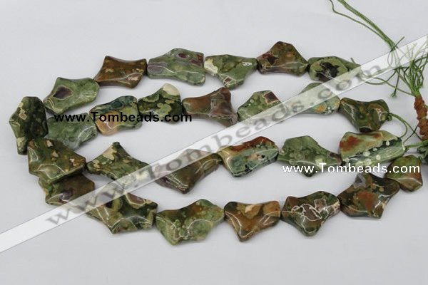 CWG08 15.5 inches 25*33mm wavy freeform rhyolite gemstone beads