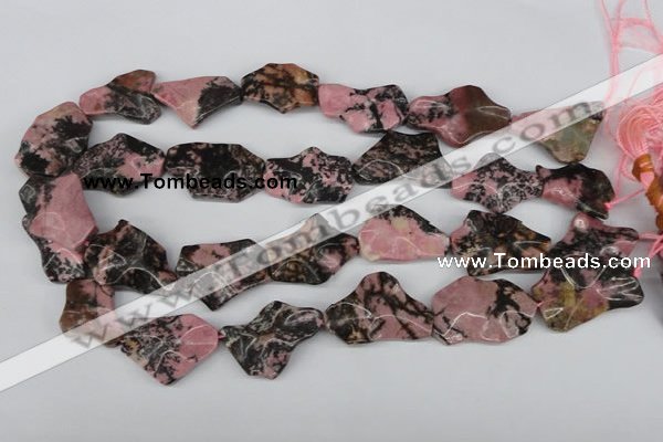 CWG09 15.5 inches 25*33mm wavy freeform rhodonite gemstone beads