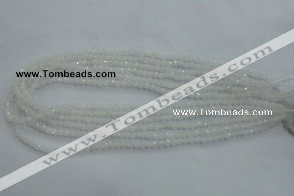 CWH01 15.5 inches 4mm faceted round white jade beads wholesale