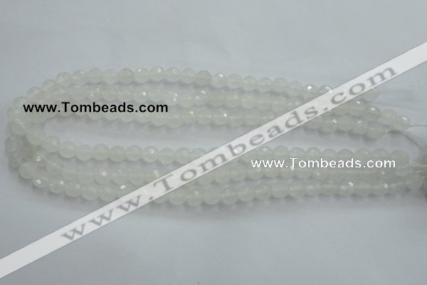 CWH03 15.5 inches 8mm faceted round white jade beads wholesale