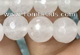 CWH78 15.5 inches 8mm faceted round white jade beads wholesale