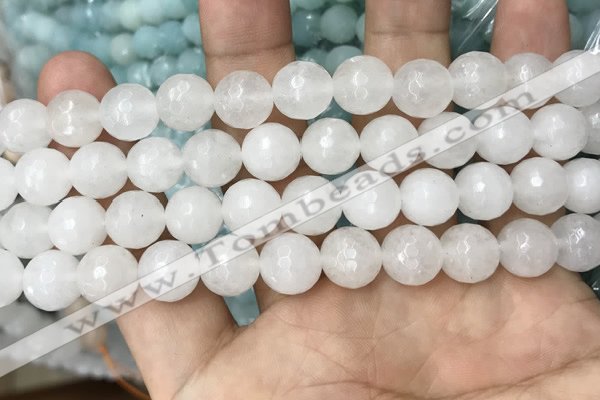 CWH79 15.5 inches 10mm faceted round white jade beads wholesale