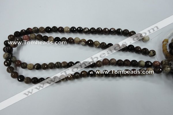 CWJ211 15.5 inches 6mm faceted round wood jasper gemstone beads