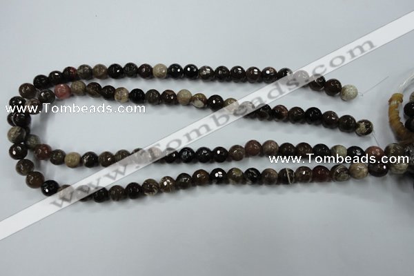 CWJ212 15.5 inches 8mm faceted round wood jasper gemstone beads