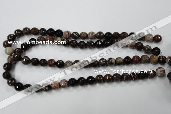 CWJ213 15.5 inches 10mm faceted round wood jasper gemstone beads