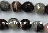 CWJ215 15.5 inches 14mm faceted round wood jasper gemstone beads