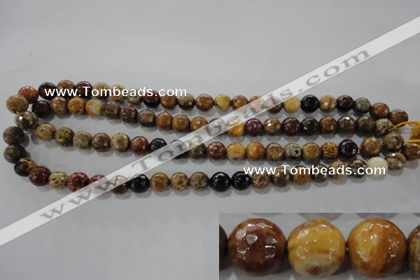 CWJ302 15.5 inches 8mm faceted round wood jasper gemstone beads