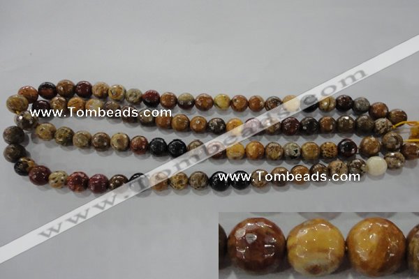 CWJ303 15.5 inches 9mm faceted round wood jasper gemstone beads