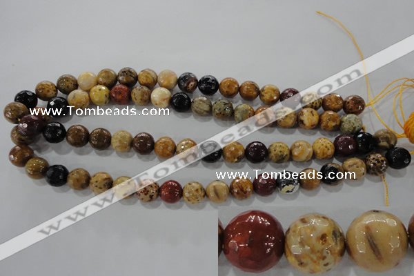 CWJ304 15.5 inches 10mm faceted round wood jasper gemstone beads