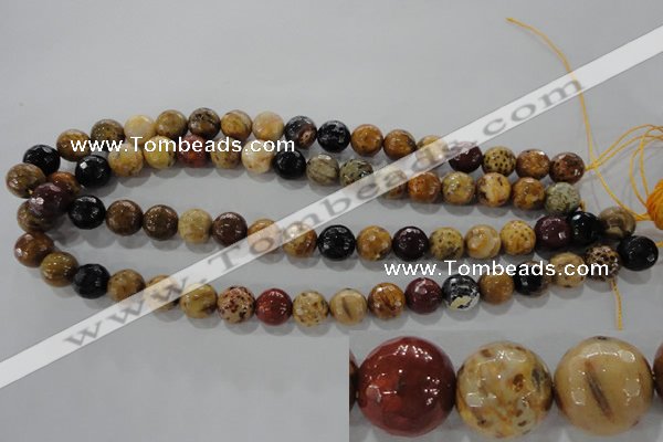 CWJ305 15.5 inches 11mm faceted round wood jasper gemstone beads