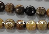 CWJ306 15.5 inches 12mm faceted round wood jasper gemstone beads