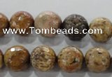 CWJ307 15.5 inches 14mm faceted round wood jasper gemstone beads