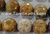 CWJ309 15.5 inches 16mm faceted round wood jasper gemstone beads