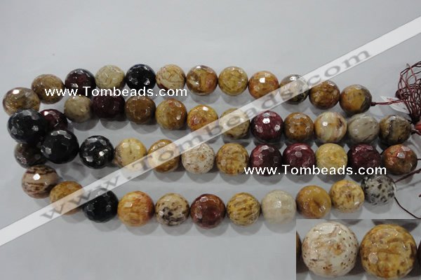 CWJ309 15.5 inches 16mm faceted round wood jasper gemstone beads