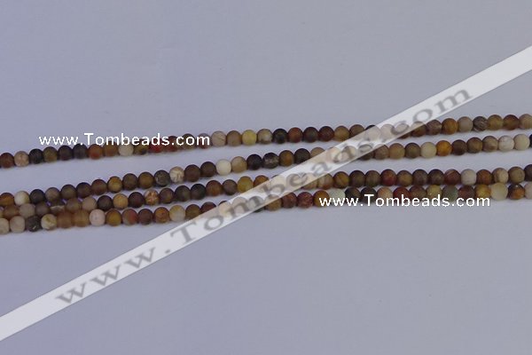 CWJ410 15.5 inches 4mm round matte wood jasper beads wholesale