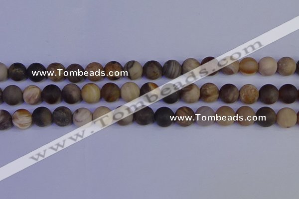 CWJ414 15.5 inches 12mm round matte wood jaspe beads wholesale