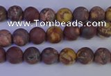 CWJ420 15.5 inches 4mm round matte wood eye jasper beads