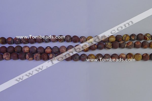 CWJ421 15.5 inches 6mm round matte wood eye jasper beads