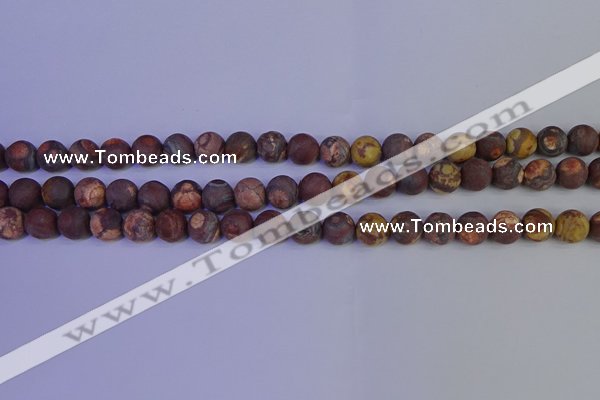 CWJ422 15.5 inches 8mm round matte wood eye jasper beads