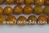 CWJ469 15.5 inches 6mm faceted round yellow petrified wood jasper beads