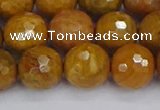 CWJ472 15.5 inches 12mm faceted round yellow petrified wood jasper beads